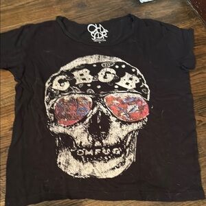 Chaser Black and White Skull Graphic Tee